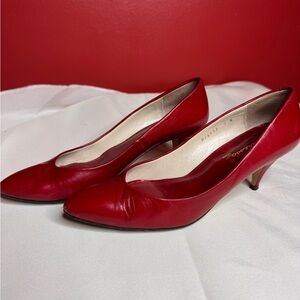 Caressa Red Leather Heels sz 7